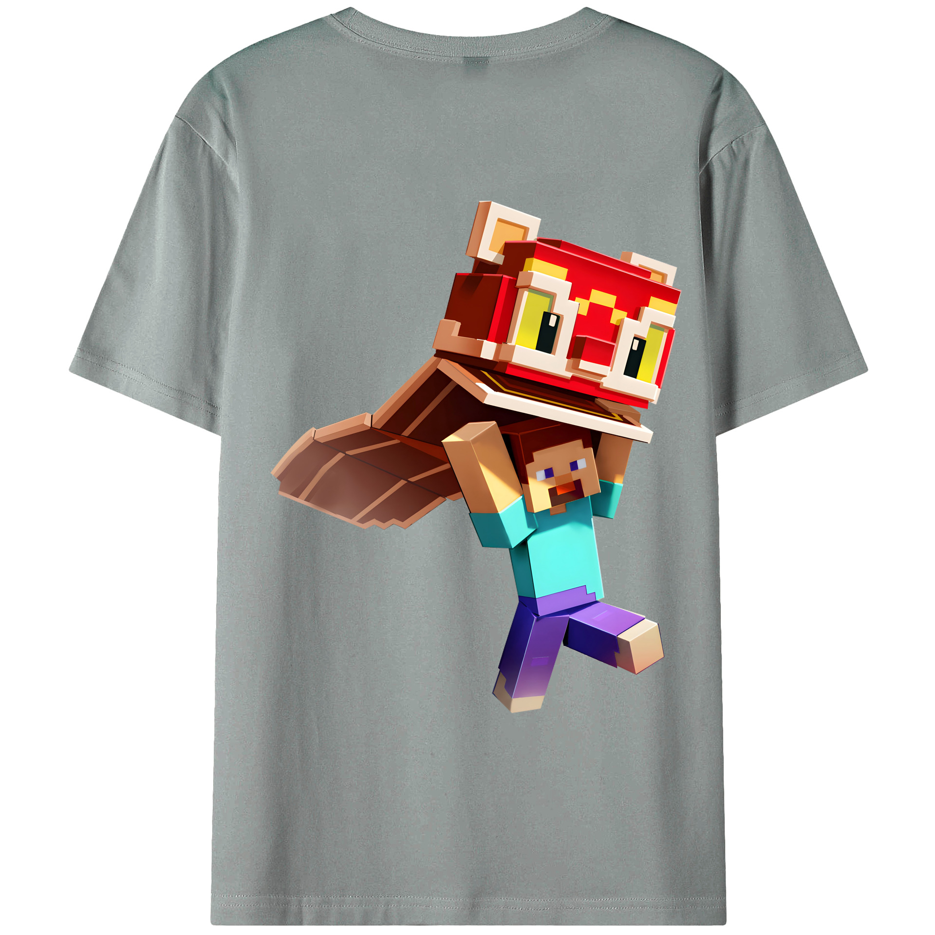 （画像用） マインクラフト ブロックの世界 Minecraft MC Block world 綿100％ メンズ半袖Tシャツ（バックプリント） 通気性